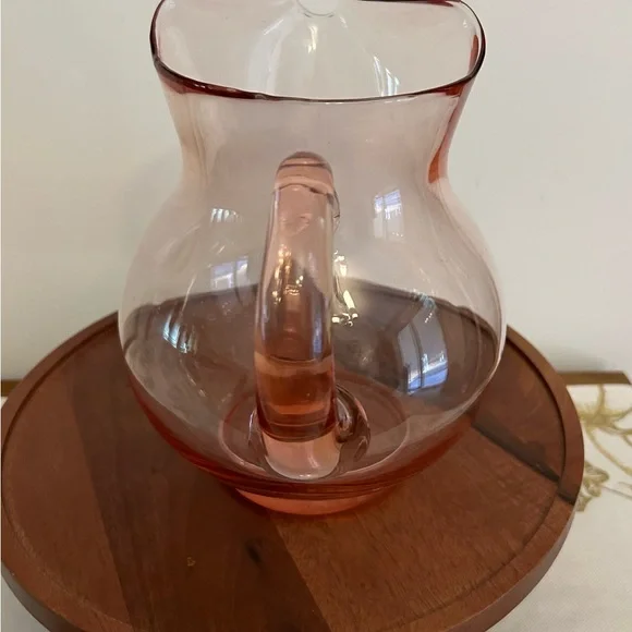 Elegant Pink Glass Pitcher - Picture 5 of 5
